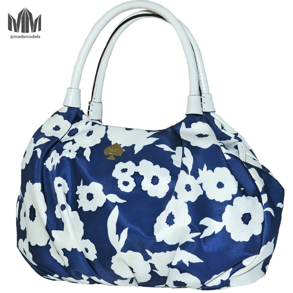kate spade l Blue White Floral Nylon Handle Bag